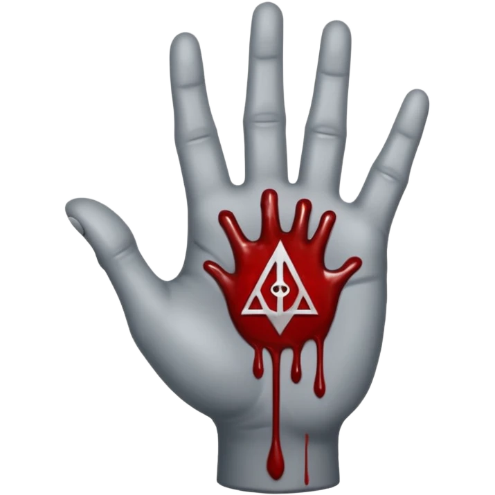 bloody grey hand with an occult symbol on the palm emoji