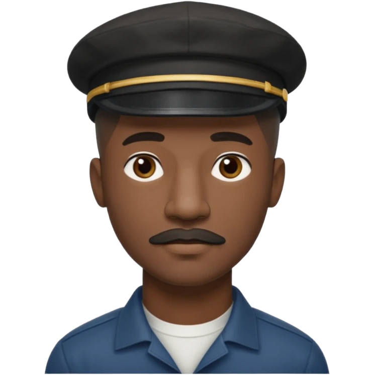 a tall dark hansome black man shaved head thin mustash with compton cap emoji