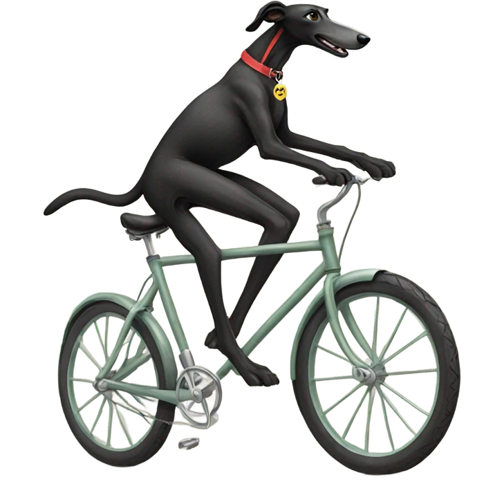 Black Greyhound riding a bike emoji