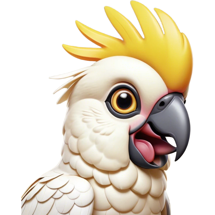 Cinematic Comical Cockatoo Portrait Emoji, Head tilted dramatically with an exaggeratedly shocked expression, featuring a striking, crest-adorned head with wide, comically expressive eyes full of playful disbelief and a vibrant, animated beak, Simplified yet hilariously expressive features, highly detailed, glowing with a slightly sassy tropical glow, high shine, dramatic yet playful, stylized with an air of cheeky avian mischief, soft glowing outline, capturing the essence of a meme-worthy cockatoo that looks ready to squawk its way into viral fame! emoji