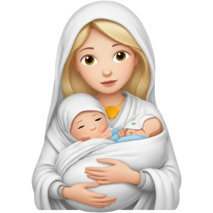 mae com bebe no colo recem nascido emoji
