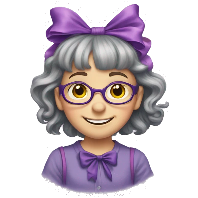 junie b jones with a purple bow emoji