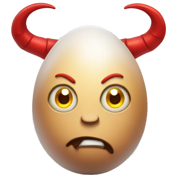 An egg with devil horns emoji