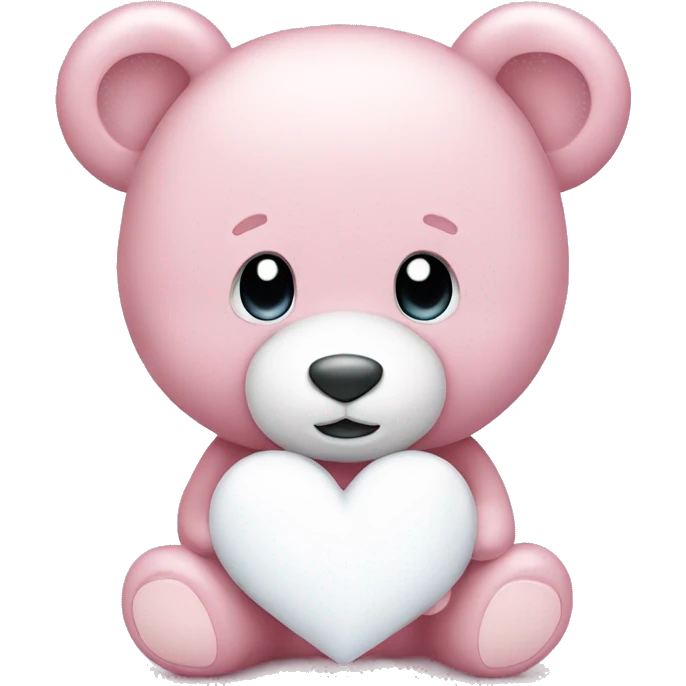 Light pink teddy bear with white heart emoji