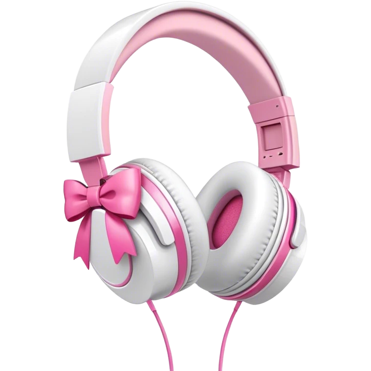 White headphones with pink bow emoji