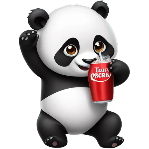 Panda drinking cola emoji