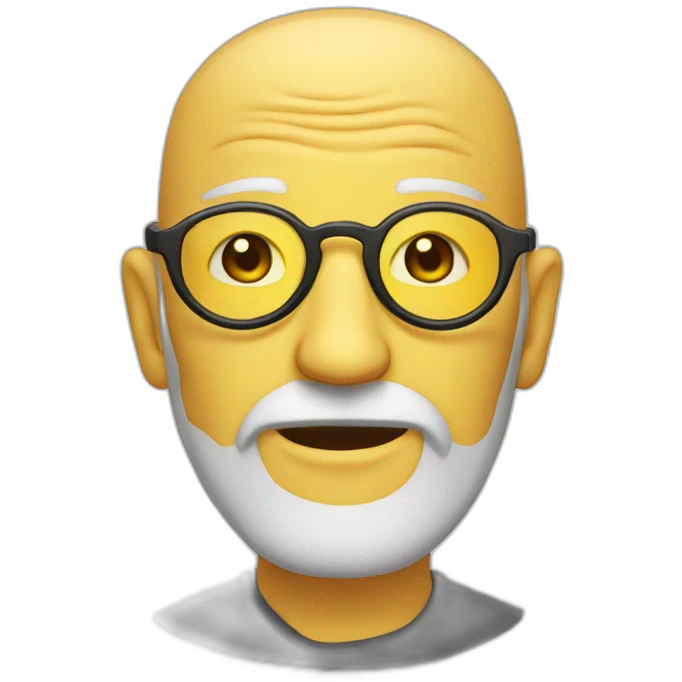 old man with yellow round glasses and and bald spot and rare beard emoji
