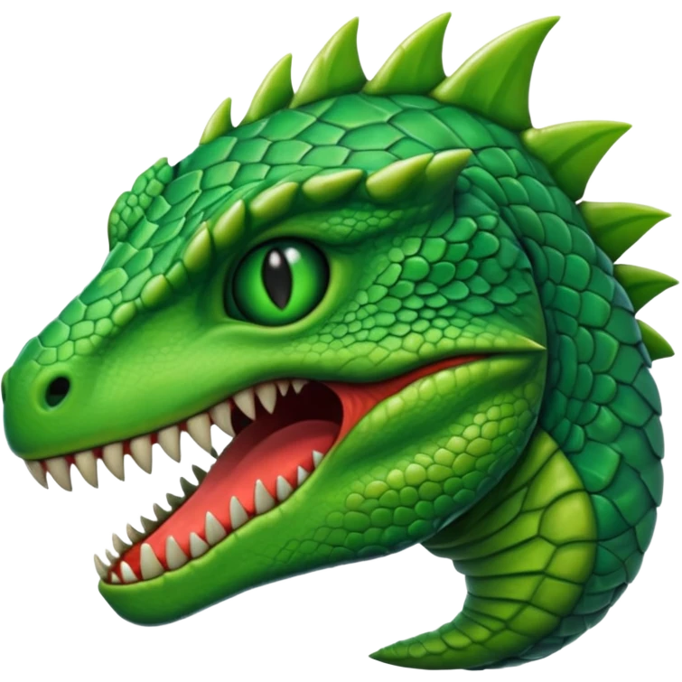 Reptilian humanoid, sharp teeth, small horror emoji, no background emoji