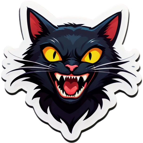 Black cat with fangs emoji