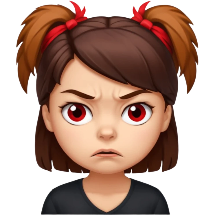 Angry Brunette girl with red yorkie  emoji