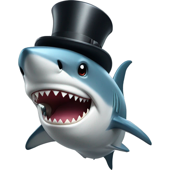 Shark with a top hat emoji
