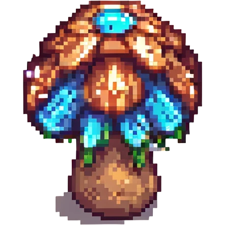 glowing mushroom with sparkles pixel art emoji