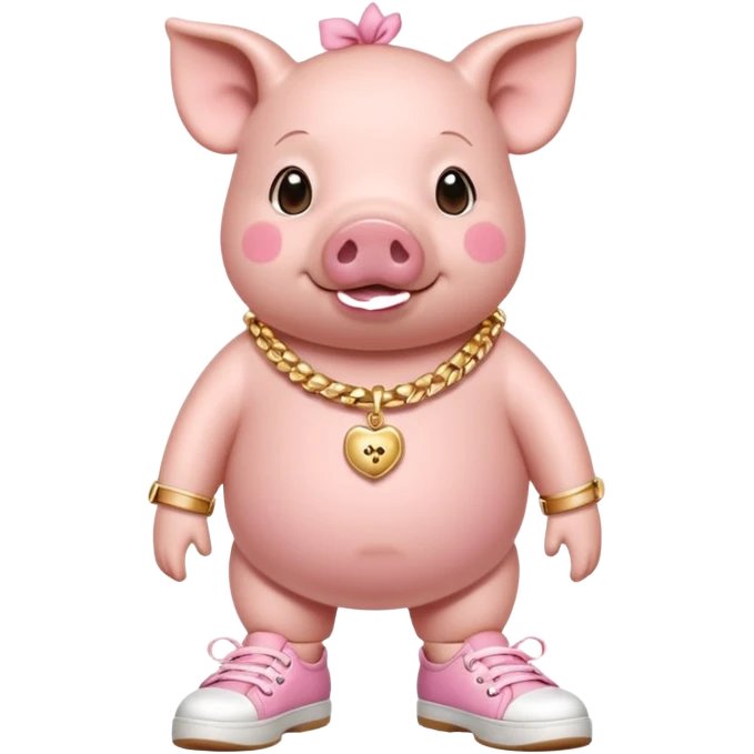 Pig with shoes and gold bracelets  emoji