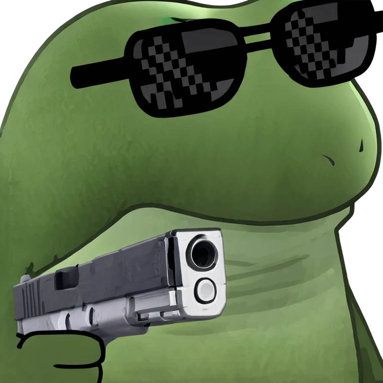 pickle with sunglasses and a glock emoji