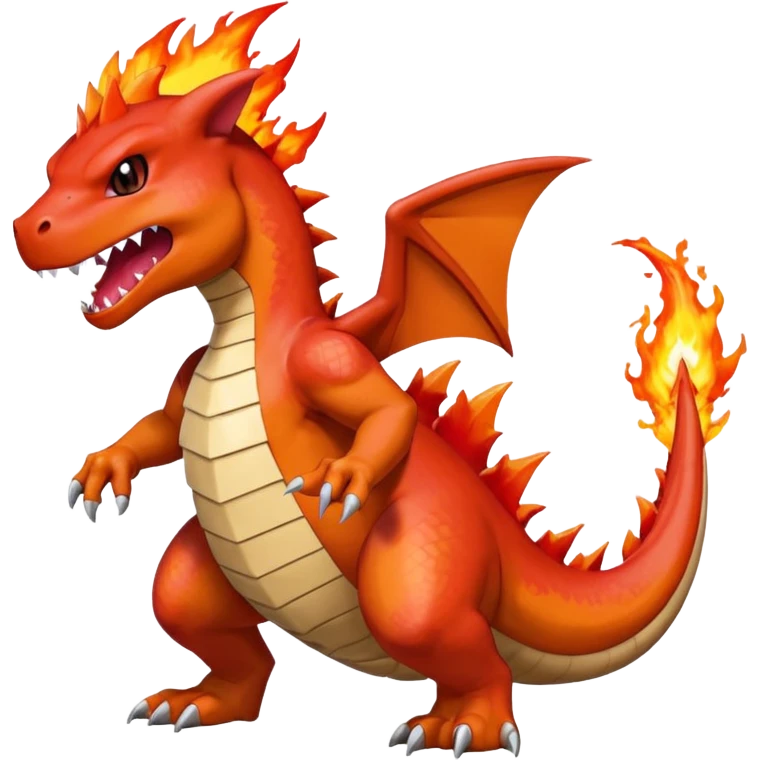 Spiky Scaley smooth glossy Charizard-Charmeleon-Guilmon-fusion emoji
