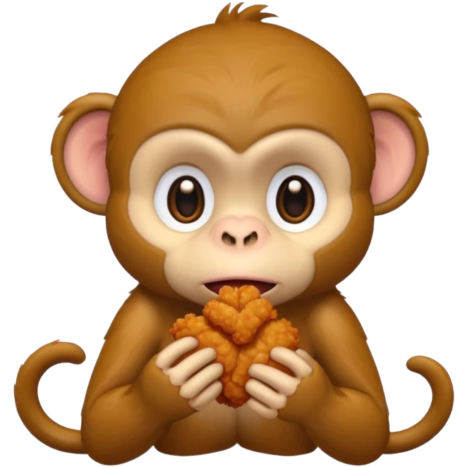 a sad monkey eating chicken tenders emoji