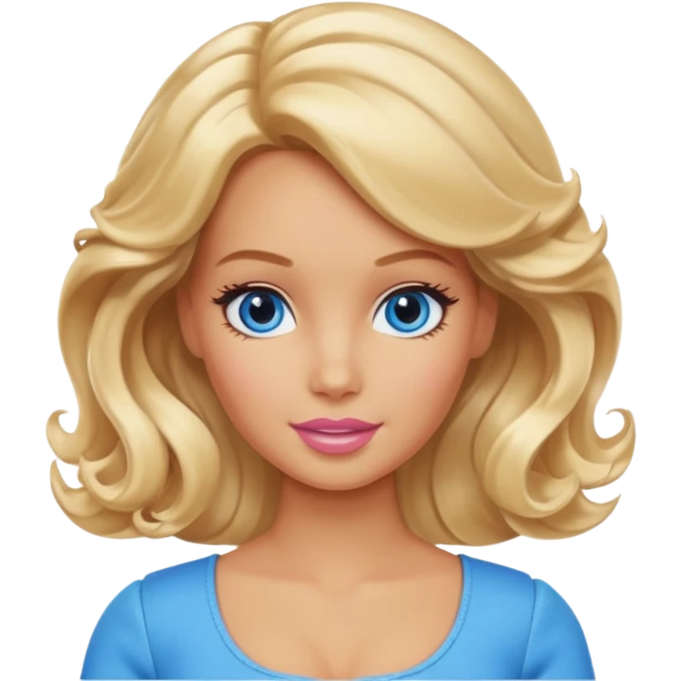 Barbie curled blonde hair tan skin and blue eyes emoji