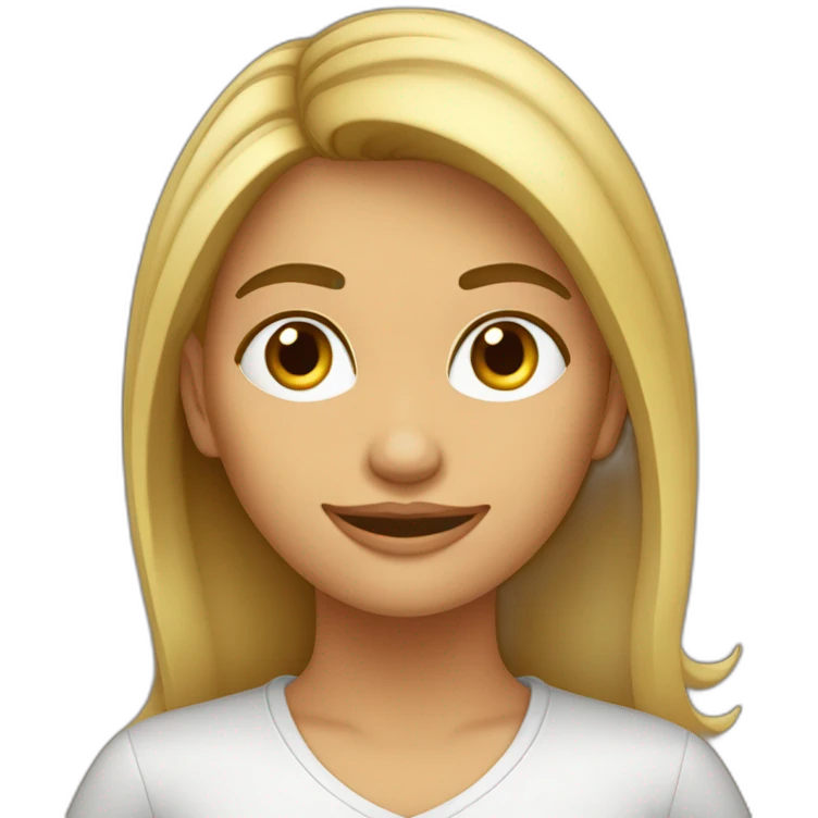 Mujer pelo castaño nariz grabde cara redonda emoji