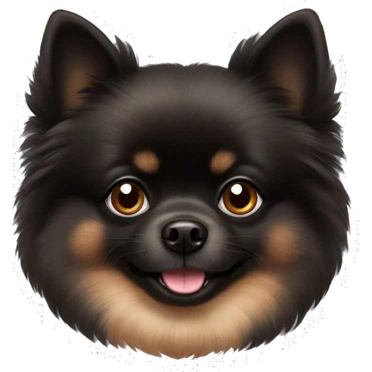 Black Pomeranian with brownish paws and a bow  emoji