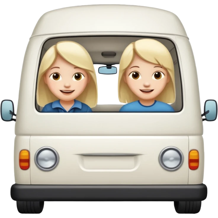 Camionnette blanche avec des enfants dedans emoji