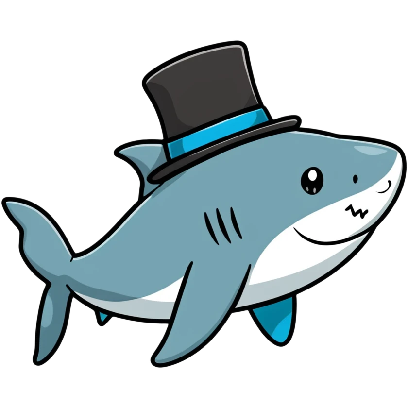 Shark with a top hat emoji