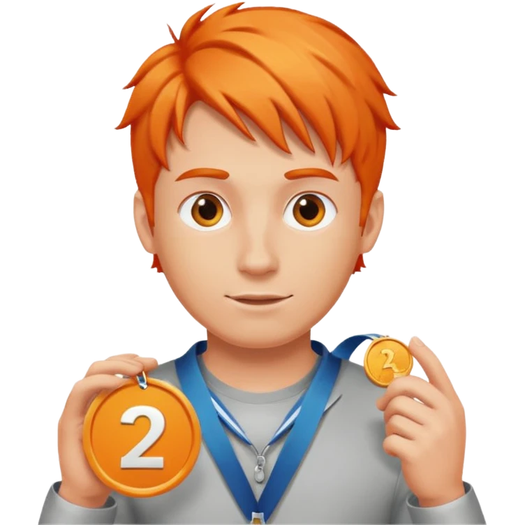 a orange-haired guy with a 2nd place silver medal emoji
