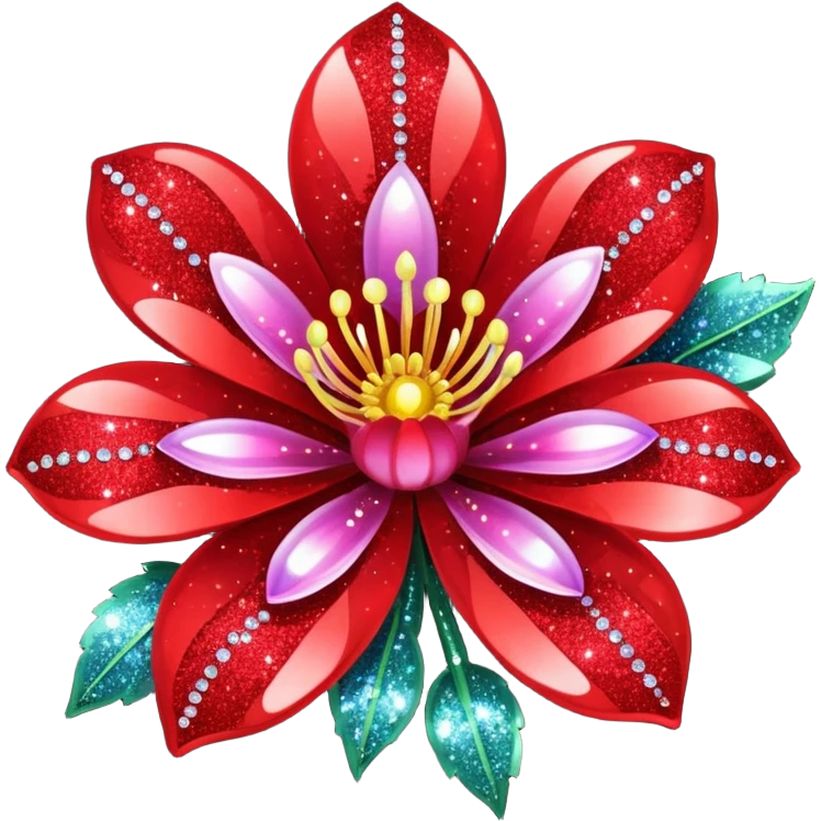 red glitter flower  emoji