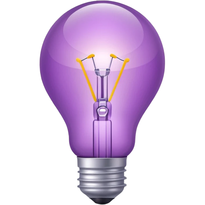 Create a creative light bulb icon in shades of purple. Make it look like a design or digital project idea, with subtle colorful lines or accents inside or around the bulb to show innovation and creativity. Keep it clear and visually appealing.
 emoji