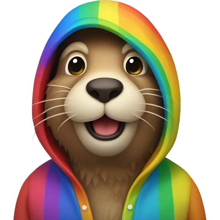google beaver in rainbow colors emoji