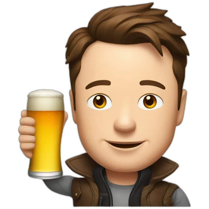 Elon musk with a beer emoji