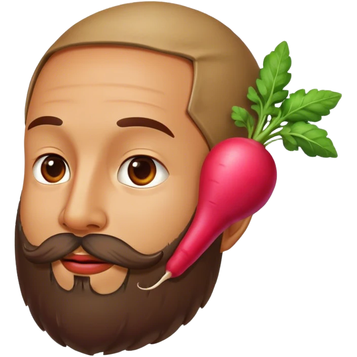 red radish round on an ear of men with beard  emoji