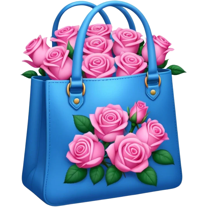 A blue bag full of rose that's colored pink emoji