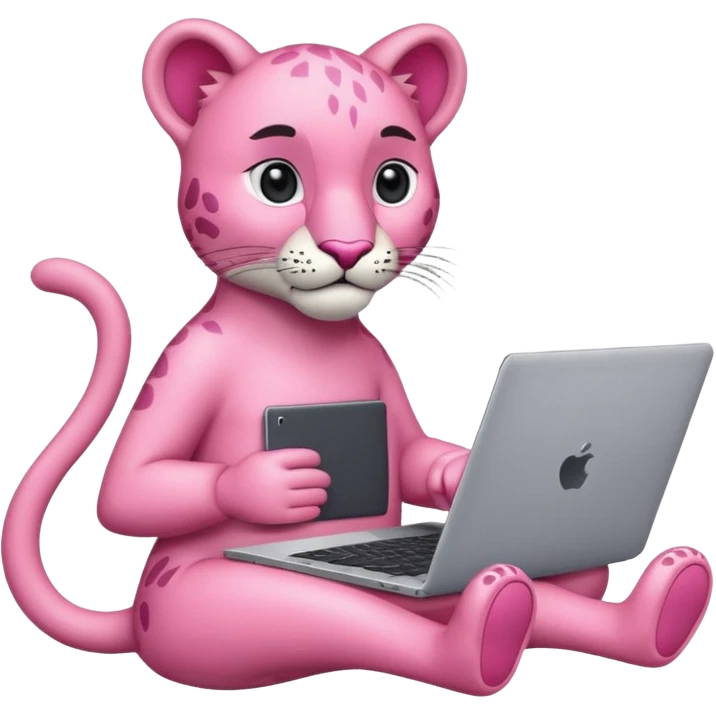 pink panther with a laptop emoji
