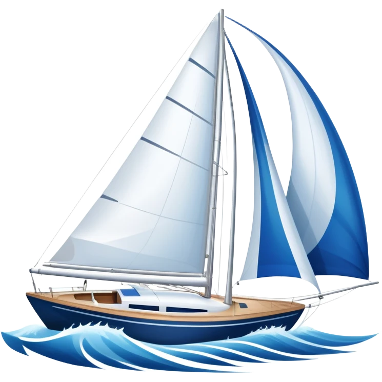 An icon featuring a sleek sailboat with billowing sails cutting through the waves. The design includes the boat's mast, a wind-filled sail, and water splashes, symbolizing the thrill and skill of sailing. Transparent background highlights the elegance and power of wind-driven sports. emoji