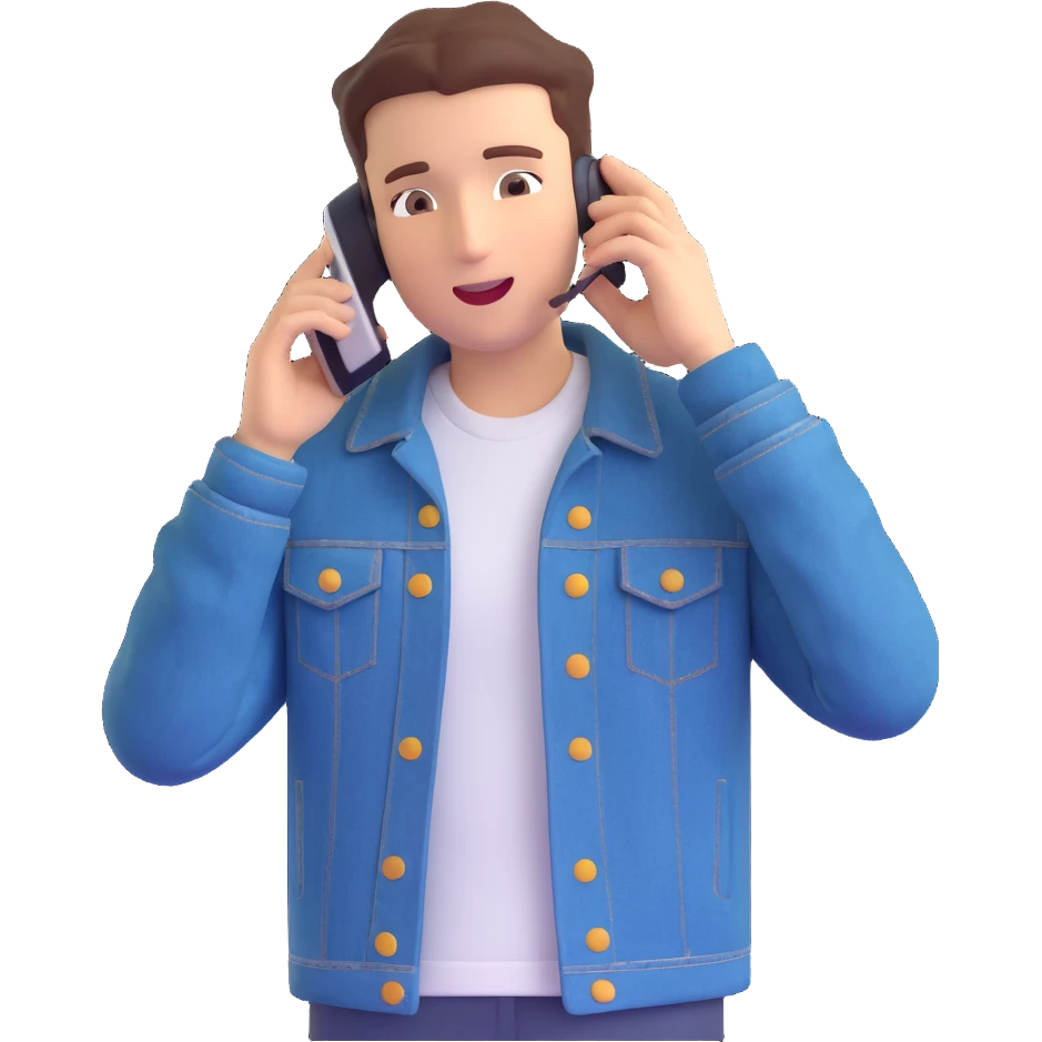 сделай реалистичное эмодзи как этот человек разговаривает по мобильному телефону (одет в джинсовку) emoji