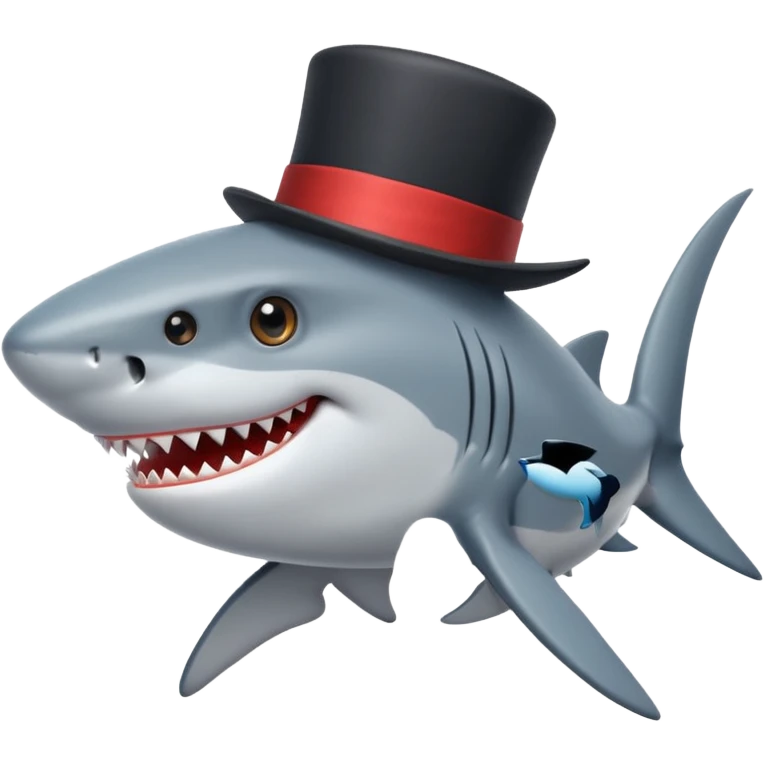 Shark with a top hat emoji