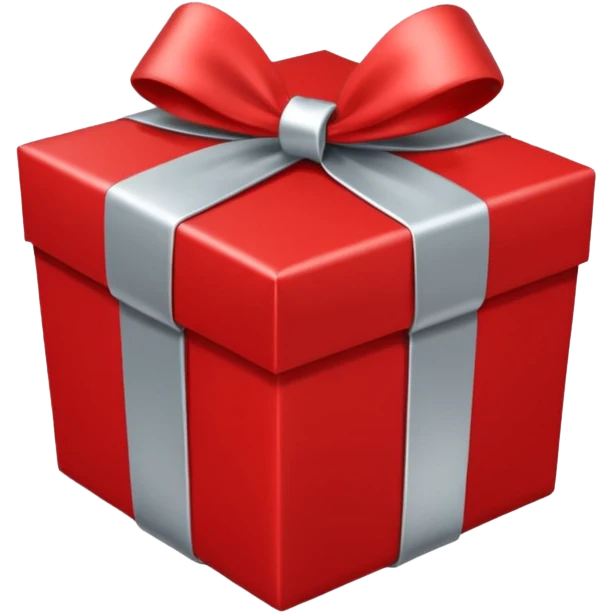 red gift box wrapped with silver ribbon emoji