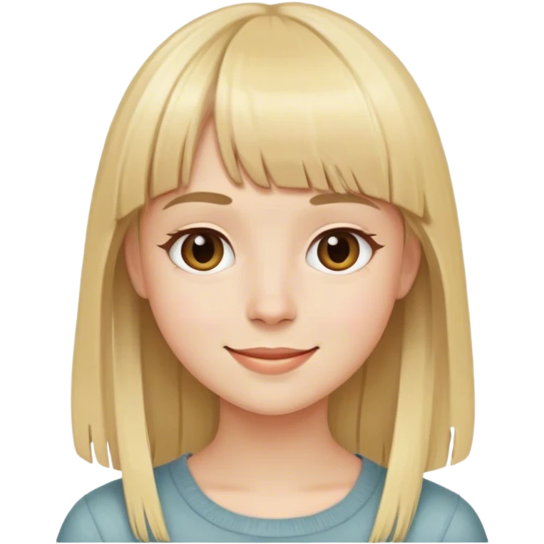 young happy artist with straight blonde hair and bangs emoji