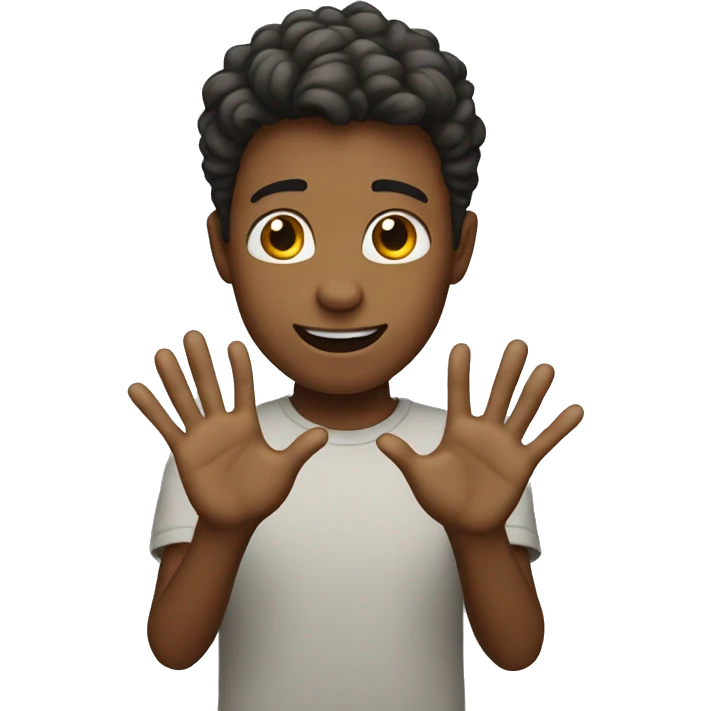 boy with hands waving down emoji