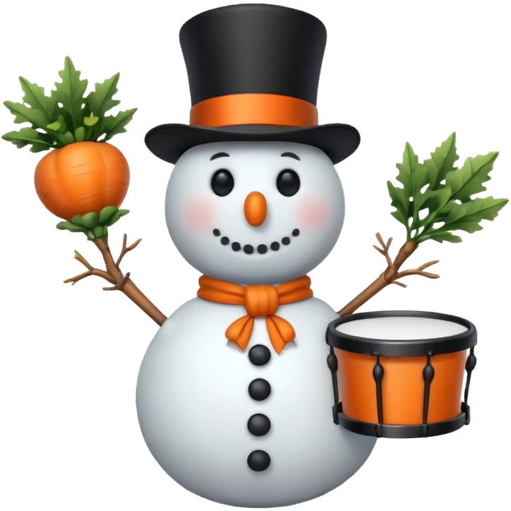 Snowman with Musical Instrument drum emoji