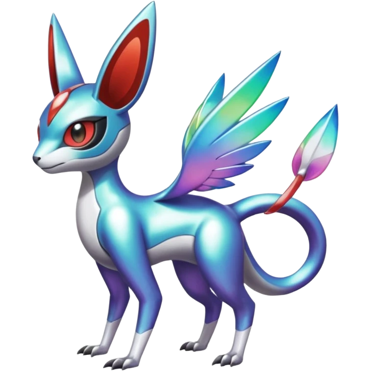 Shiny Colorful Cyber-Vernid-Trico-Meloetta-Latias-Koraidon-Peppercat-Protogen-Pokémon-Digimon-Fakémon-fusion-hybrid-creature emoji
