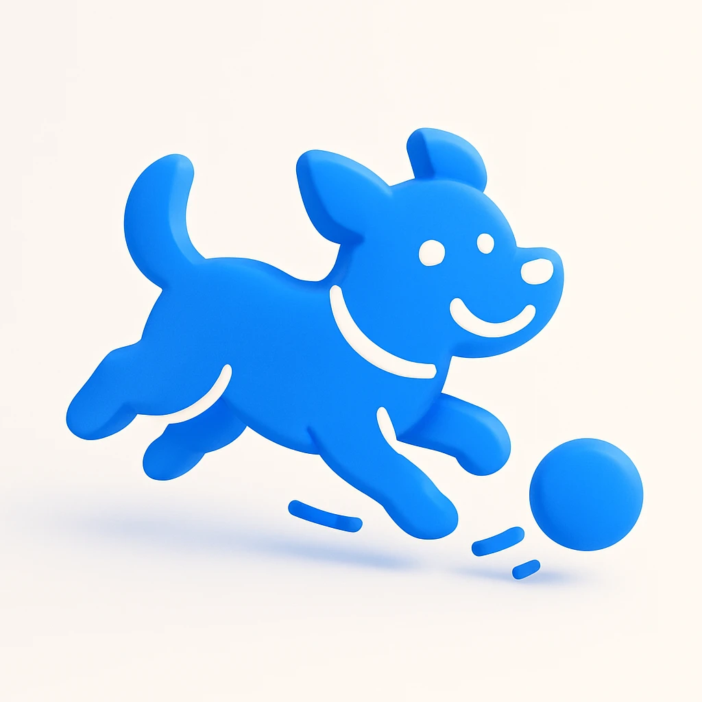 happy dog running after ball emoji