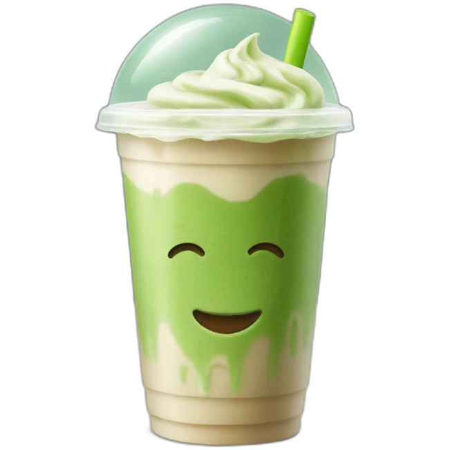 Oat iced matcha latte in a plastic cup emoji