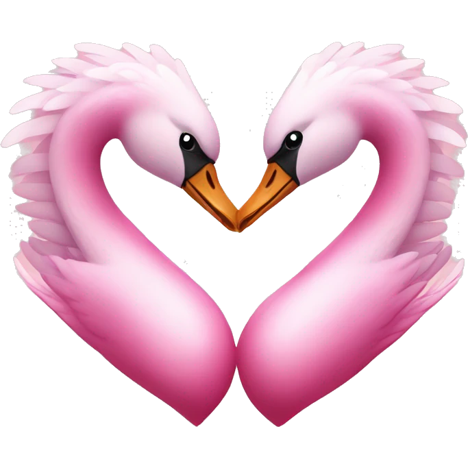 2 pink swans making a heart emoji