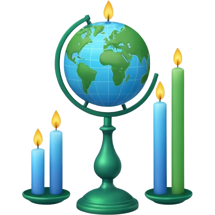 3D emoji style globe with simple candlestick chart in front, minimal design, no calculator, no coins, no money symbols, no dollar signs, clean professional look, transparent background emoji