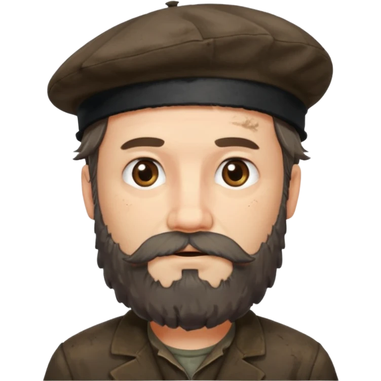 Olentzero es representado como un hombre grueso, desharrapado, manchado de carbón, de buen comer CON BOINA Y BARBA.  emoji