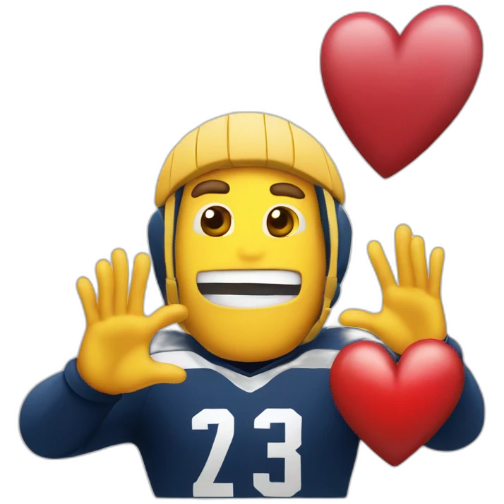 Rugby player and a heart sign with hands emoji