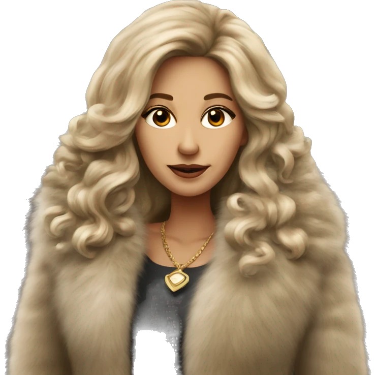 Beautiful realistic long hair dark blonde mob wife with fur coat emoji