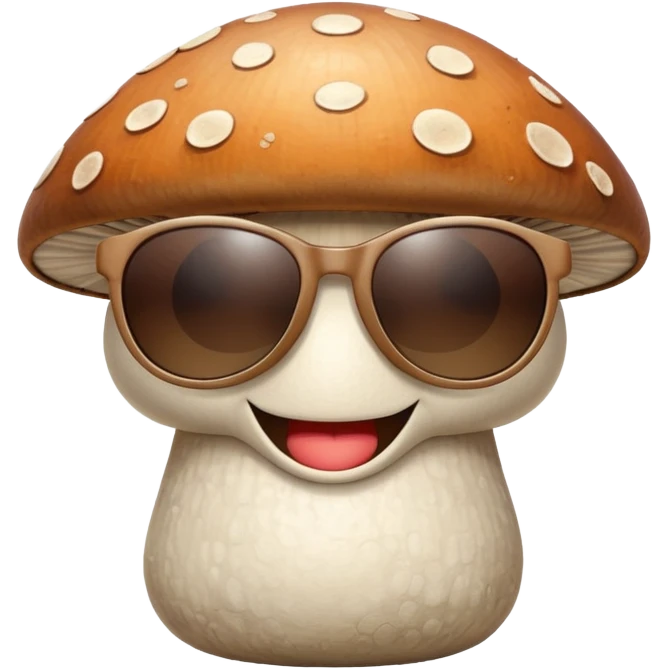 mushroom with sunglasses and a big smile emoji