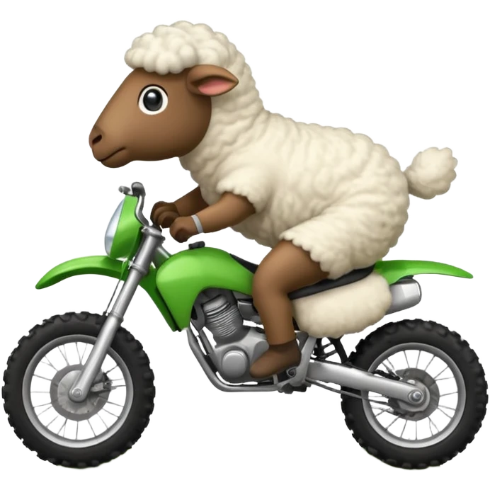 cartoon sheep on a dirt bike jumping emoji